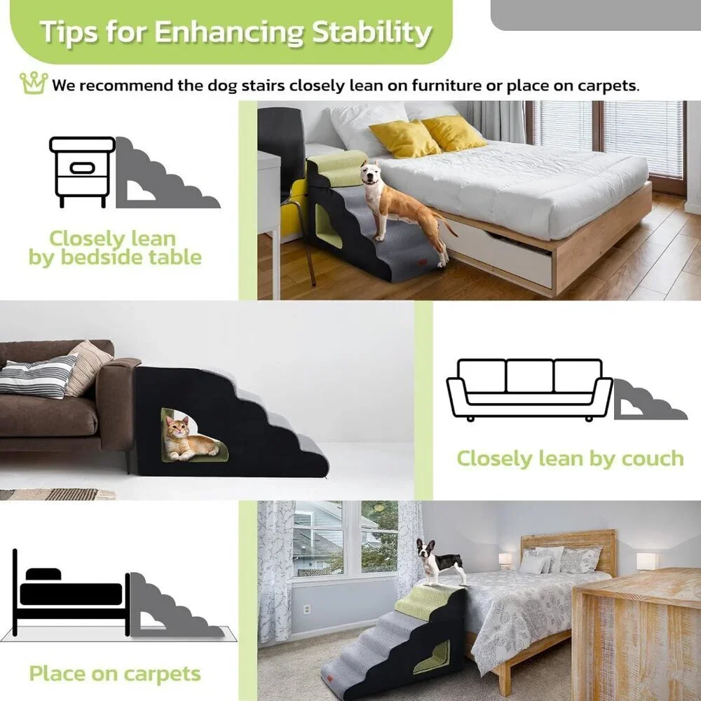 LOOBANI Dog Stairs for High Bed, 30 Inch Height 6 Steps